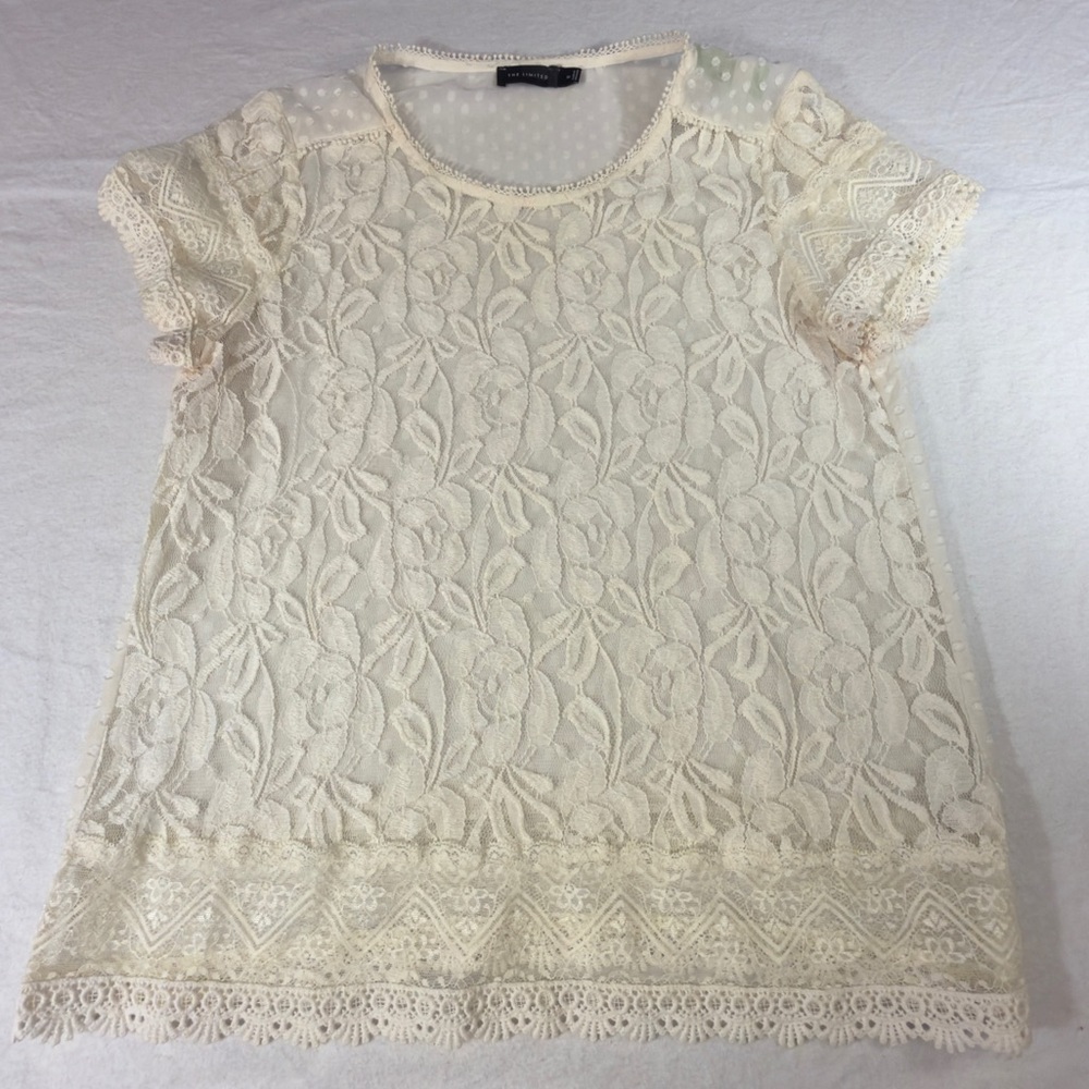 The Limited Ivory Floral Lace Blouse